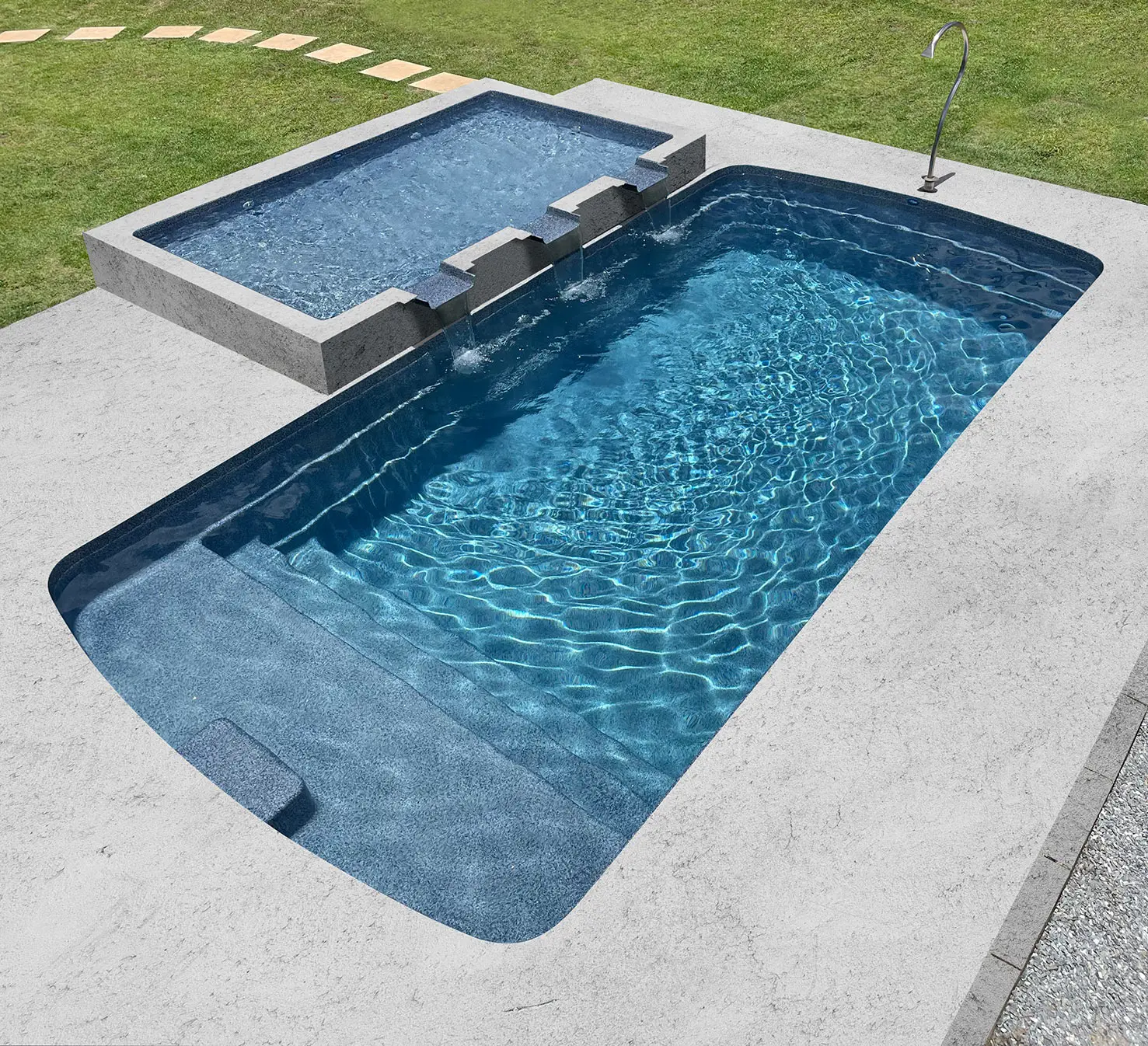 Fiberglass pool ocean gray color